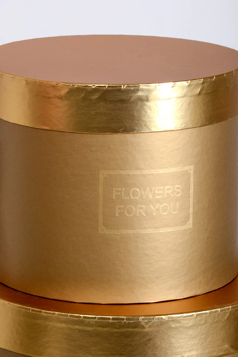 6.5"/8"/9" Round Gift Box W/Gold Lid Ribbon Gold Set/3 - Image 2