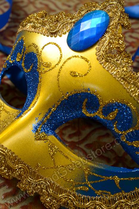 6.5" Beauty's Mask W/diamond Gold/royal Blue Pkg/6 - Image 2