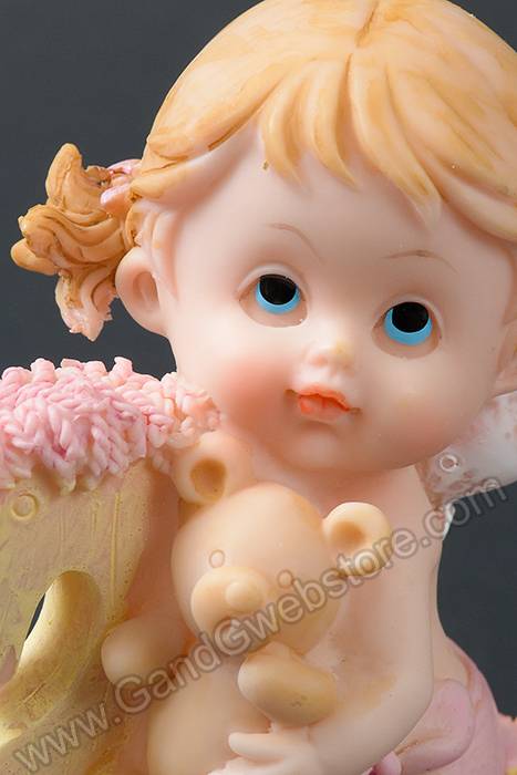 6.5" Ceramic Baby Girl W/rocking Horse Pink - Image 2