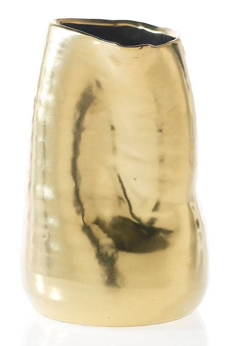 6.5" X 4" Ceramic Tegan Vase Matte Gold