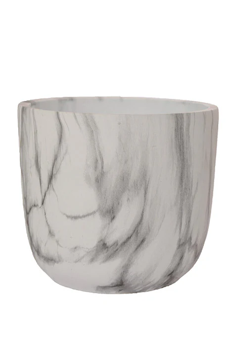 6.5" X 5.75" Round Pot White/Gray