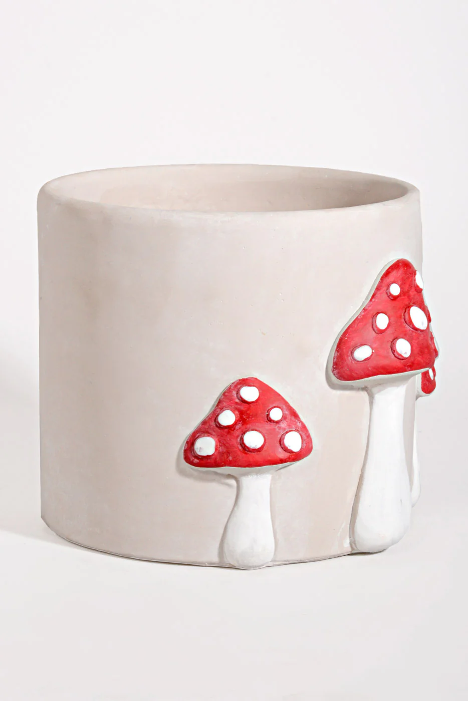 6.5" X 6" Large Mushroom  Planter Light Gray/Red/White - Image 2