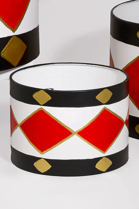 6.75"/9.5"/13" Metal Drum White/Red/Gold Set/3 - Image 2