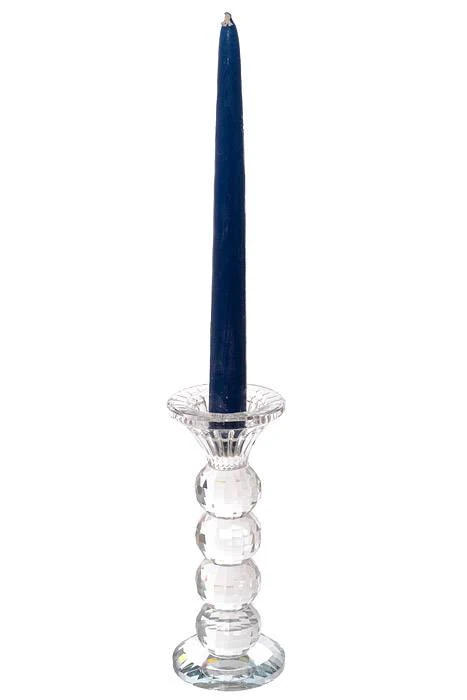 6.75" Crystal Single lite Glass Candle Holder Clear