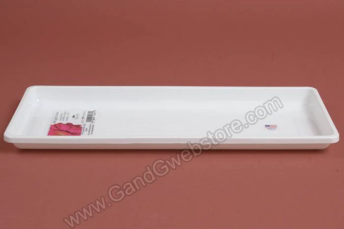 6.75" X 16.25" Flower Box Plastic Tray White - Image 2