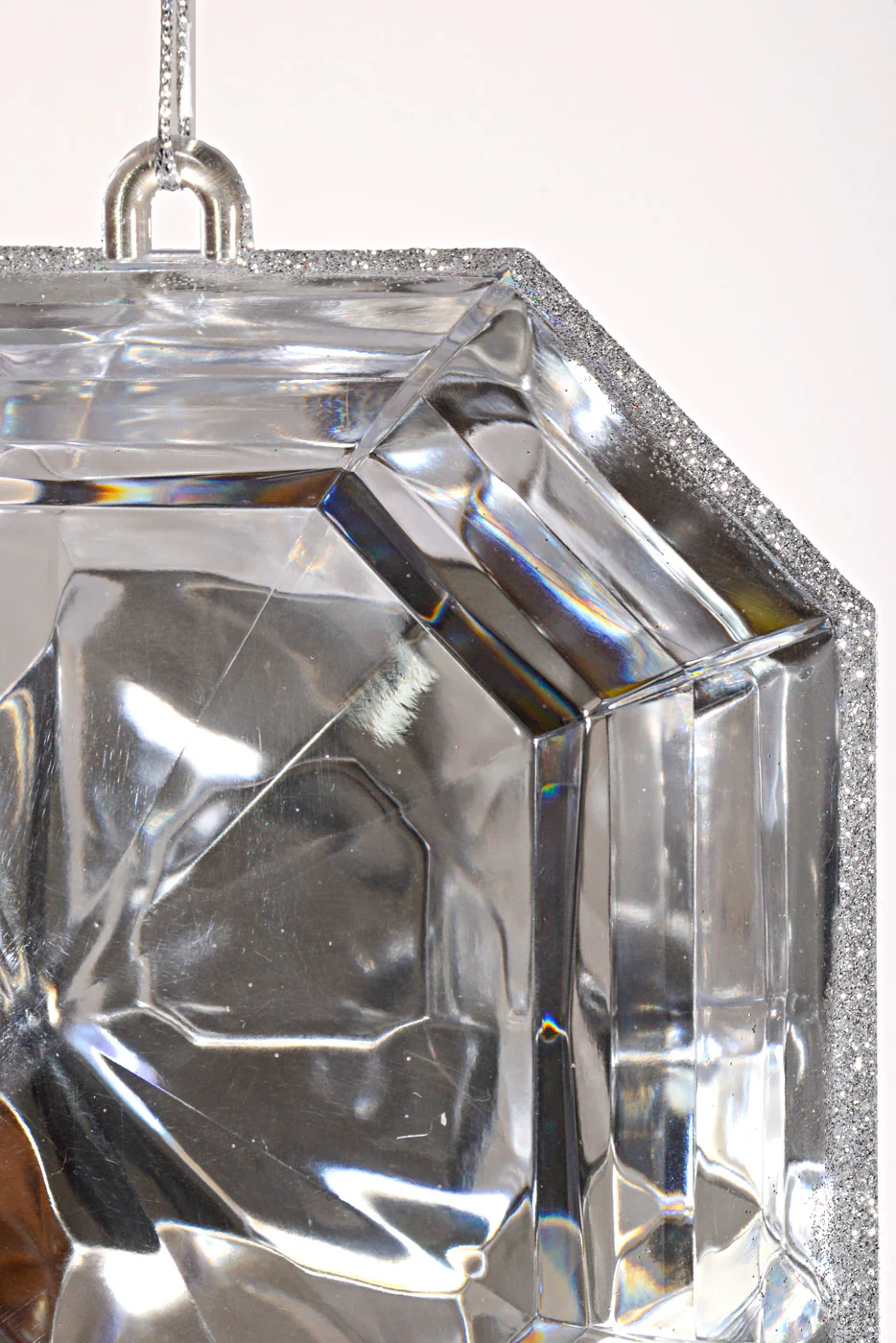 6'' Acrylic Square Precious Gem Ornament Clear/Silver - Image 3