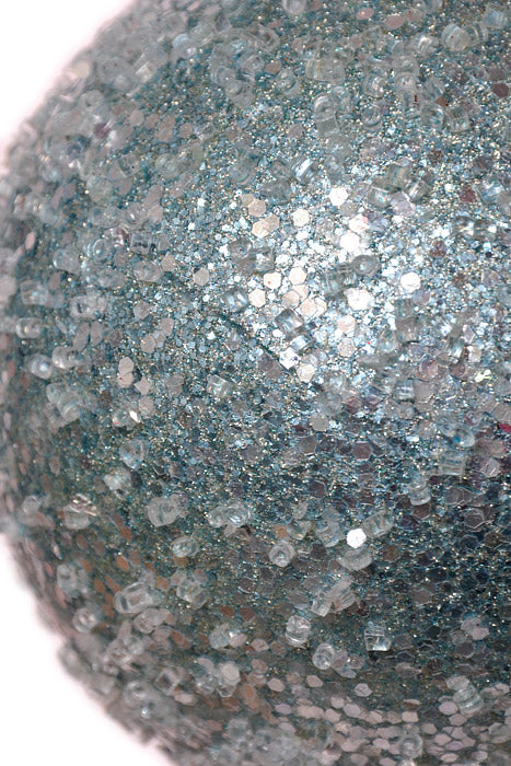 6" Glitter Sequin Iced Ball Ornament Blue - Image 2