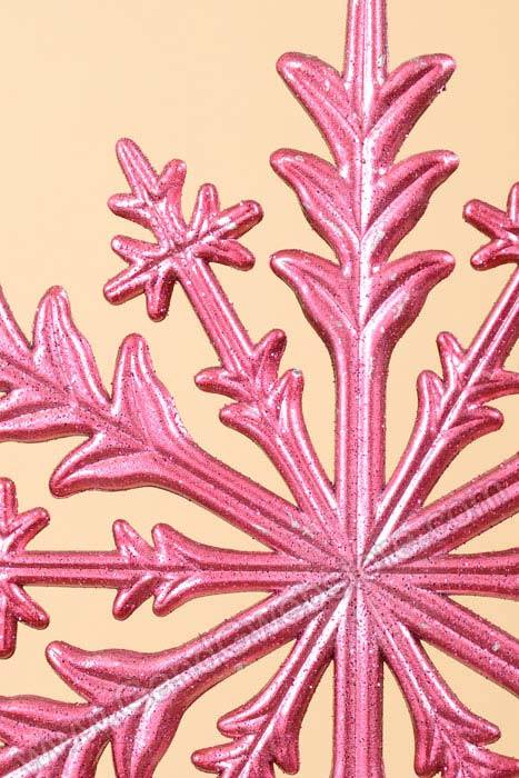 6" Metallic Snow Flake Ornament Fuchsia Pkg/6 - Image 2