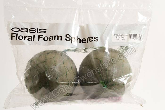 6" Netted Floral Foam Sphere Green Pkg/2 - Image 2