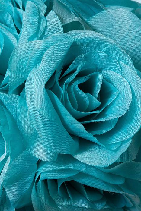 6" Rose Ball W/ribbon Aqua - Image 2