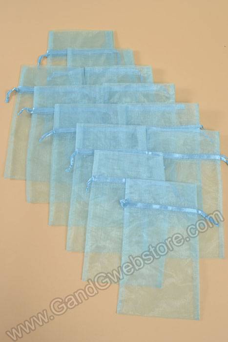 6" X 10" Organza Pouches Turquoise Pkg/12 - Image 2
