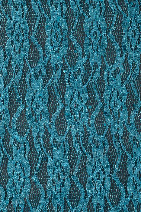 6" X 10yds Sparkle Lace Roll Turquoise - Image 2