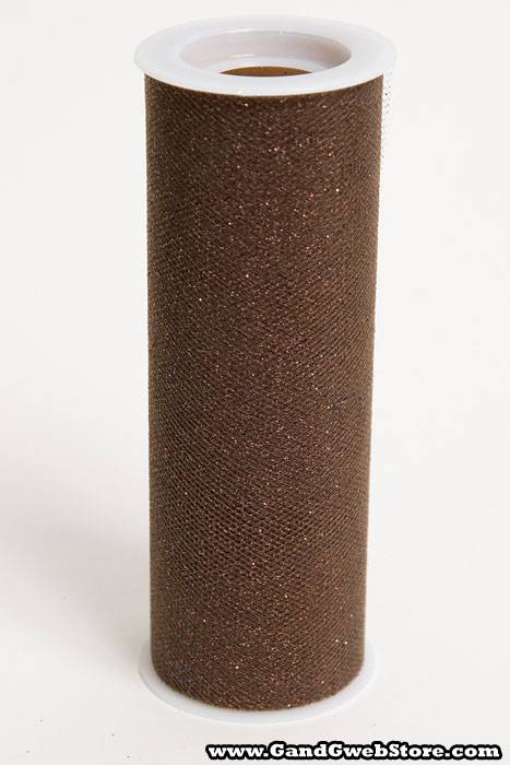 6" X 10yds Sparkle Tulle Brown - Image 2