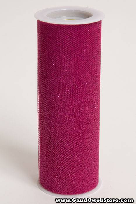 6" X 10yds Sparkle Tulle Hot Pink - Image 2