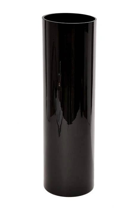 6" X 20" Cylinder Glass Vase Black