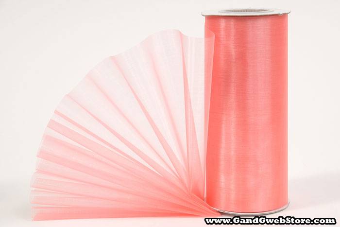6" X 25yds Organza Light Coral - Image 2