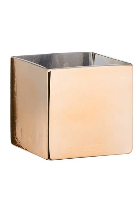 6" X 6" Square Glass Vase Gold