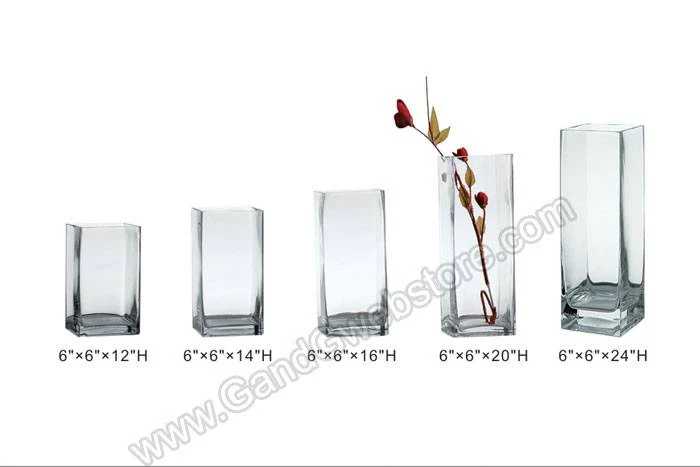 6" X 6" X 14" Square Glass Vase Clear - Image 2
