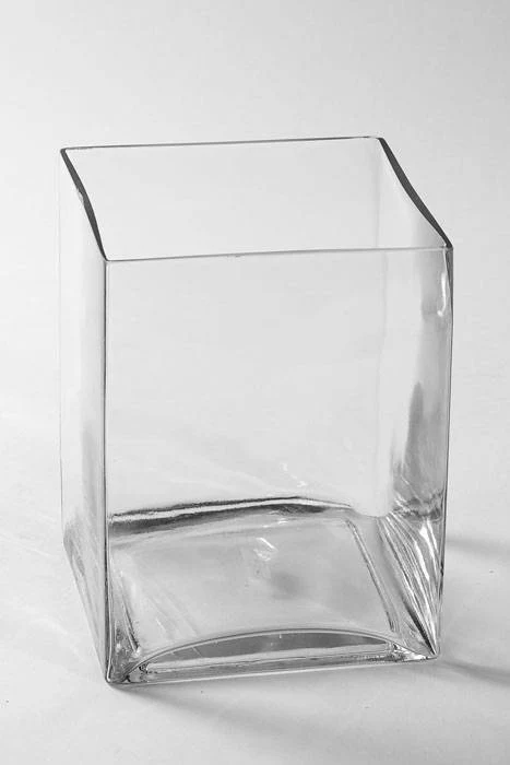 6" X 6" X 8" Glass Square Glass Vase Clear
