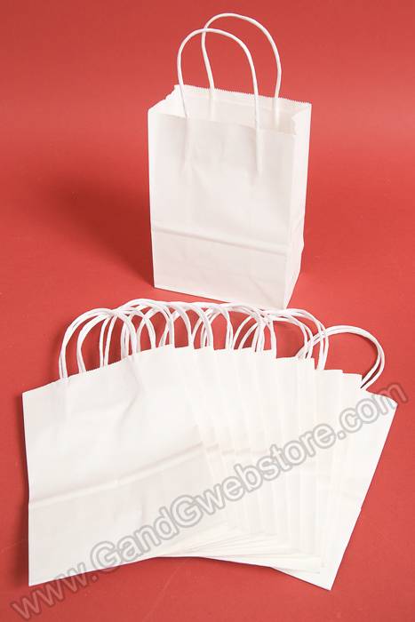 6" X 8.25" X 3" Kraft Shopping Bag White Pkg/12 - Image 2