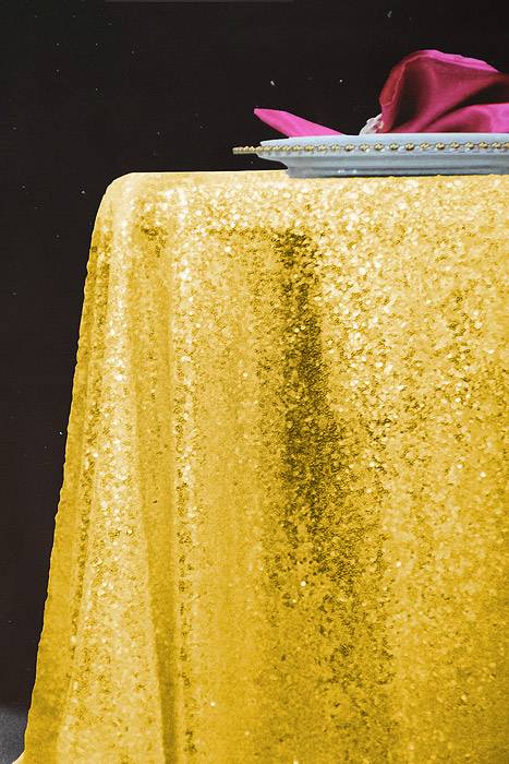 60" X 102" Rectangle Sequin Table Cover Gold - Image 2