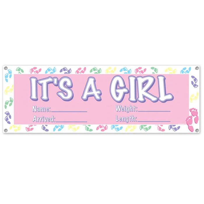 60" X 21" "it's A Girl" Jumbo Sign Banner