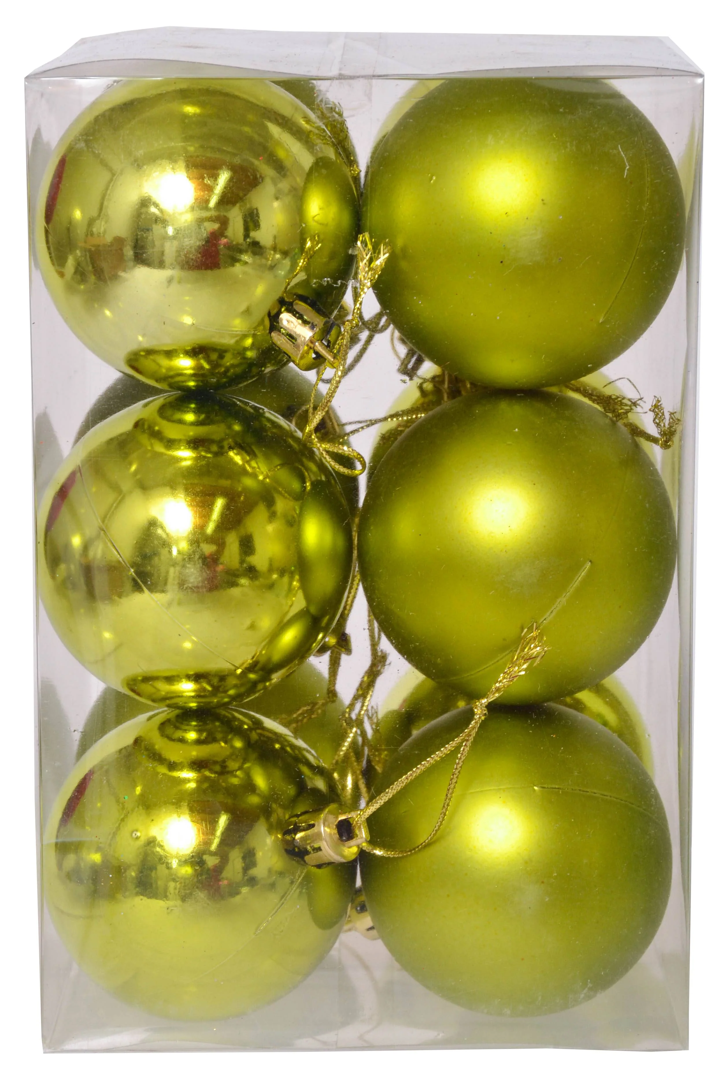 60mm Shiny & Matte Plastic Ball Apple Green Pkg/12