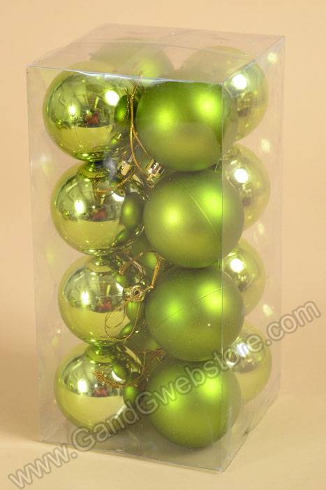 60mm Shiny & Matte Plastic Ball Apple Green Pkg/16 - Image 2