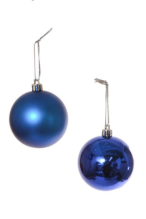 60mm Shiny & Matte Plastic Ball Royal Blue Pkg/12 - Image 2