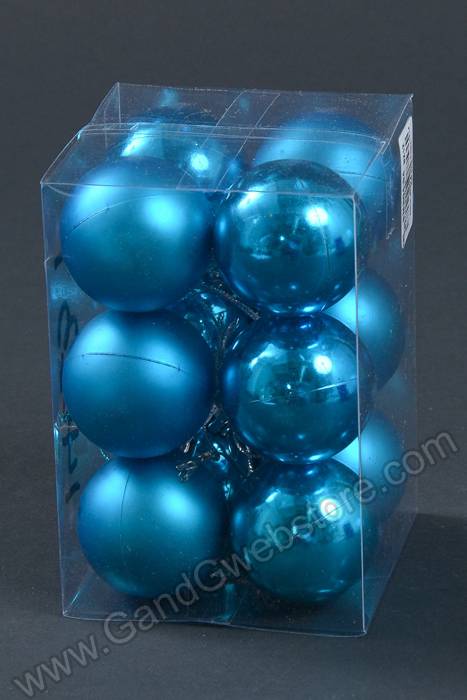 60mm Shiny & Matte Plastic Ball Turquoise Pkg/12 - Image 2