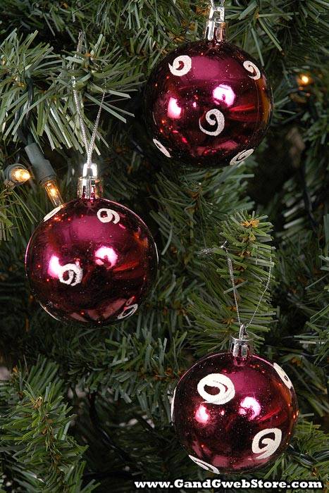 60mm Shiny Plastic Ball W/white Swirl Wine Pkg/12 - Image 2