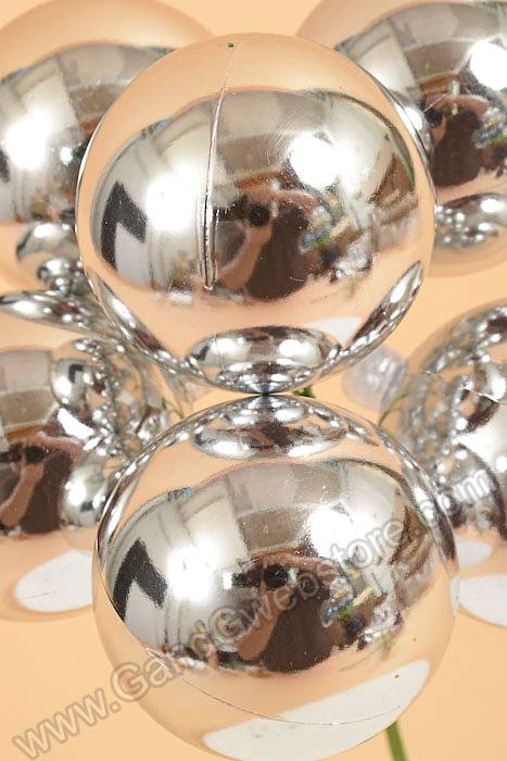 60mm Vp Shiny Stem Ball Silver Pkg/6 - Image 2