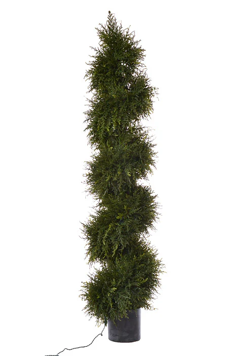 62" Cedar Spiral Top With Lights Green/Natural