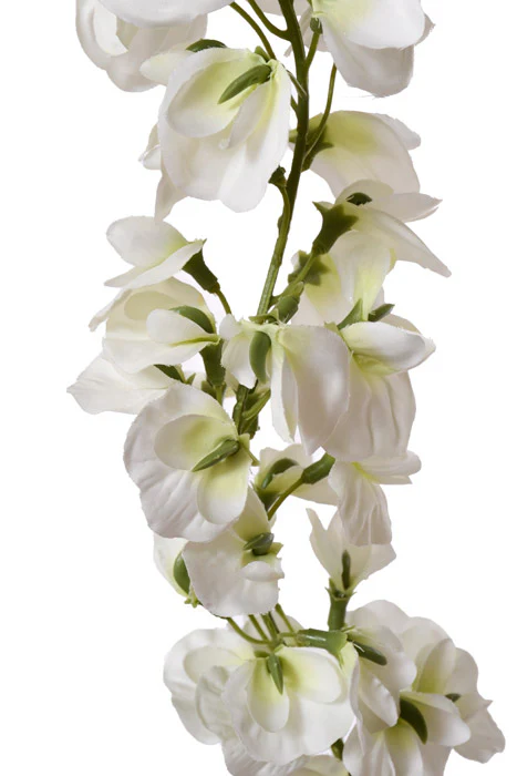 69" Silk Wisteria Hanging Spray White - Image 2