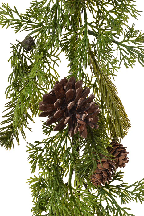 6Ft Mix Pine Garland With Cone Green - Image 2