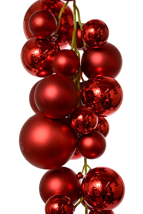 6Ft Shiny Matte Ball Garland Red - Image 2