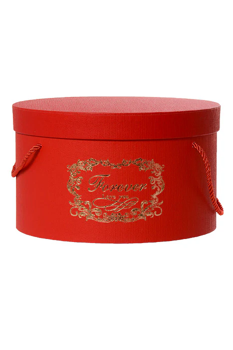 7.25" / 8.75" / 10" Round Gift Box With Lid Ribbon Red Set/3 - Image 2