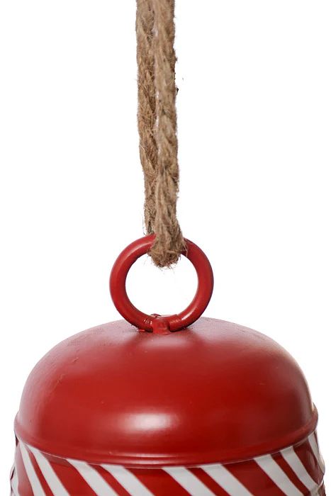 7.25" Bell Ornament Red/White - Image 2