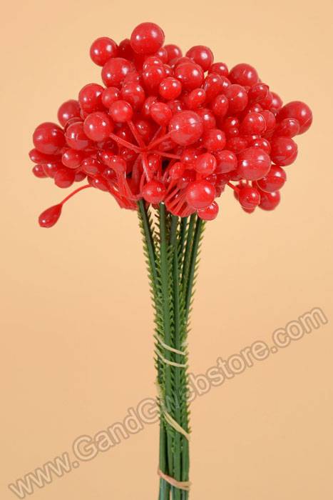 7.5" Lacquered Holly Berry Red Pkg/72 - Image 3