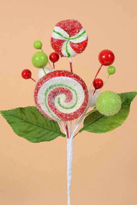 7.5" Sugar Lollipop Mix Pick Red/green/white (Pkg/12)