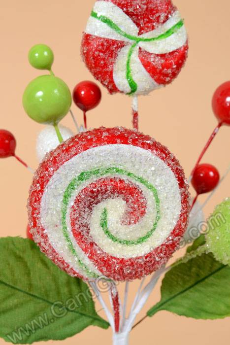 7.5" Sugar Lollipop Mix Pick Red/green/white (Pkg/12) - Image 2