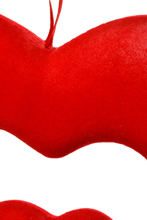 7.5" Velvet Open Double Heart Hanging Red - Image 2
