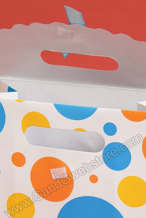7.5" X 10.5" X 3.5" Paper Gift Bag W/bow Polka Dot Blue Pkg/12 - Image 2