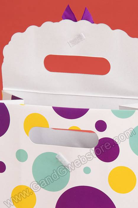 7.5" X 10.5" X 3.5" Paper Gift Bag W/bow Polka Dot Purple Pkg/12 - Image 2