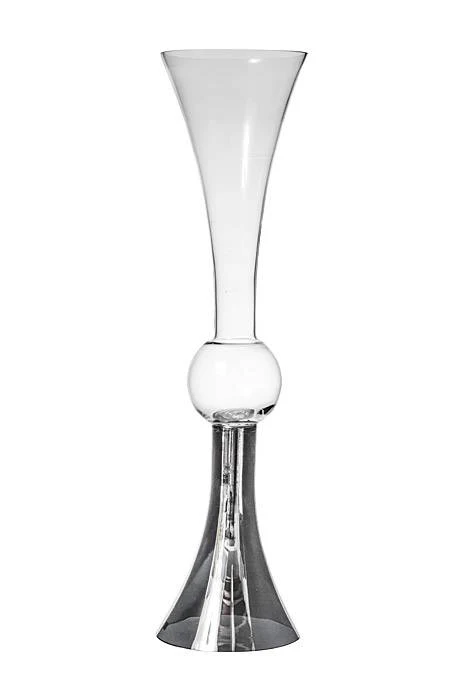 7.5" X 29.5" Reversible Glass Vase Clear/silver
