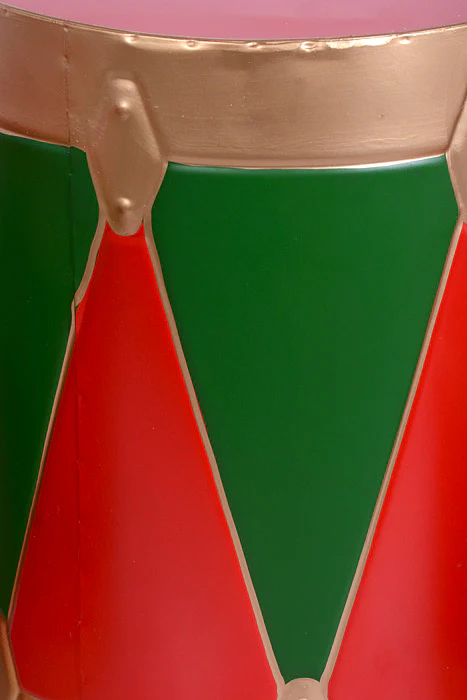 7.75"/12"/16" Metal Drum Red/Green/Gold Set/3 - Image 2