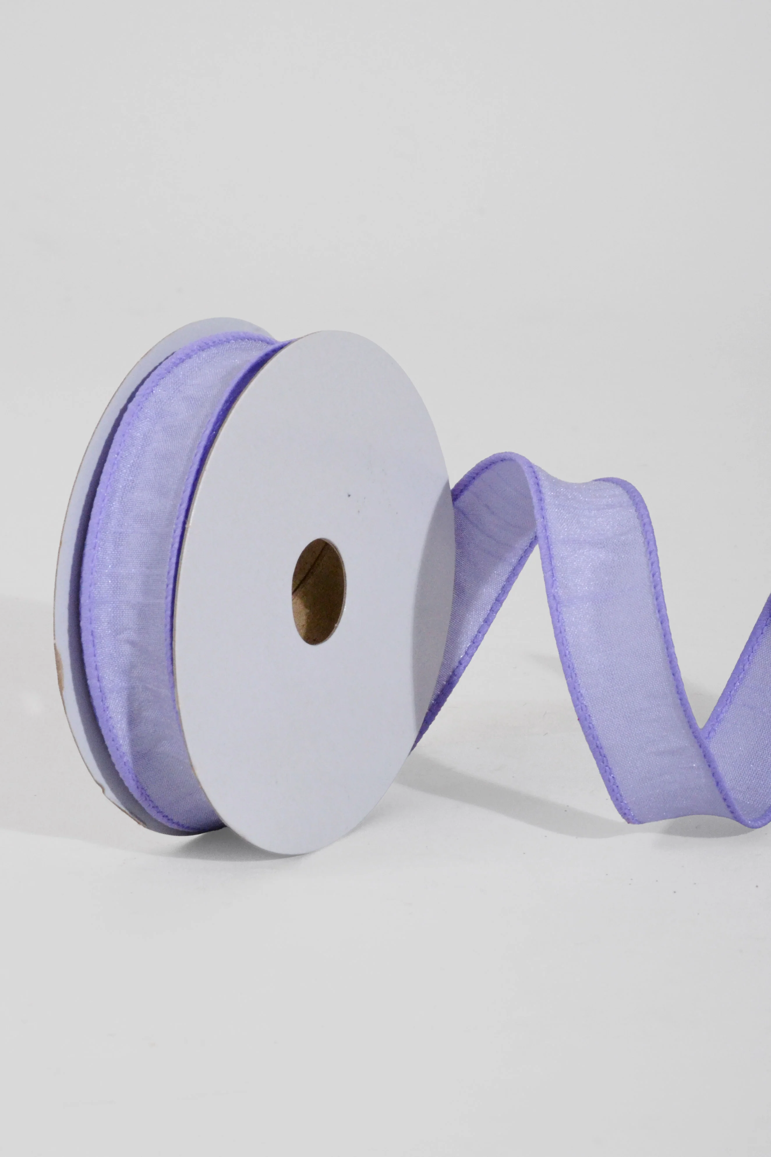 7/8" X 10Yds Wired Faux Dupion Ribbon Lavender - Image 2