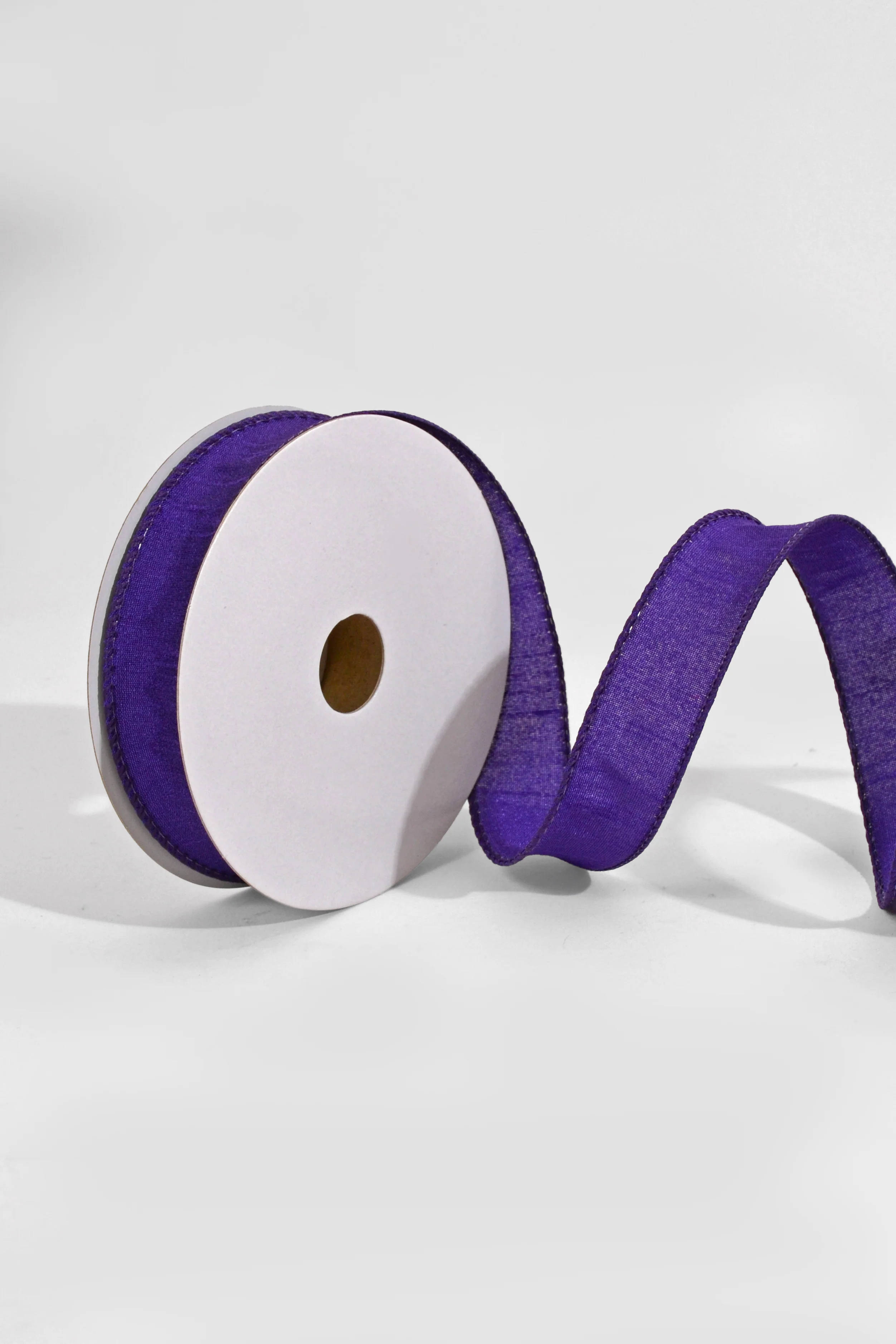 7/8" X 10Yds Wired Faux Dupion Ribbon Purple - Image 2