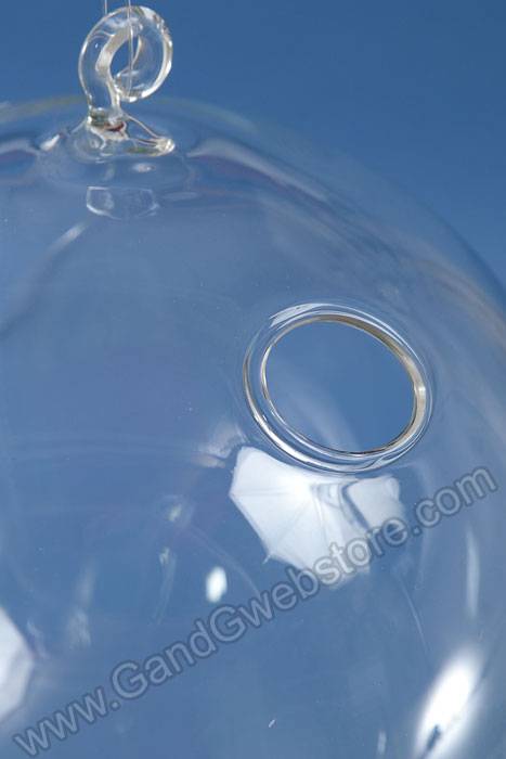7" Hanging Candle Holder Round Glass - Image 2