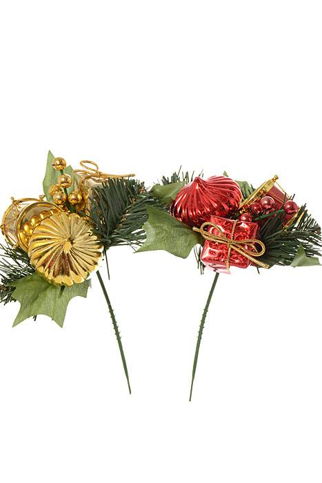 7" Holly Pine Pick W/drum Assorted Pkg/12 - Image 2